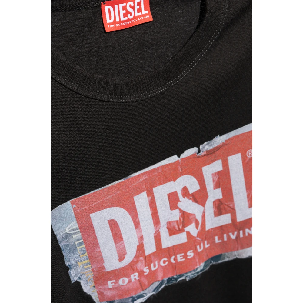 Diesel T-shirt met T-Adjust-Q6 logo Black Heren