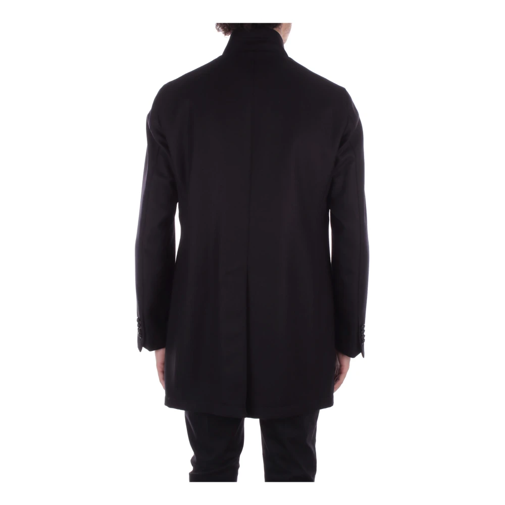Tagliatore Zwarte wollen jas met knoopsluiting Black Heren