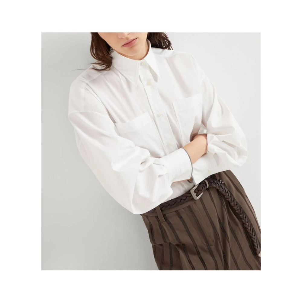 BRUNELLO CUCINELLI Witte Klassieke Overhemd met Knoopsluiting White Dames