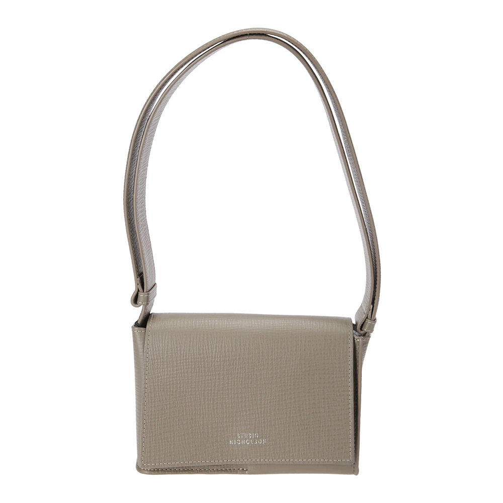 Studio Nicholson Leren schoudertas met bedrukt logo Beige Dames