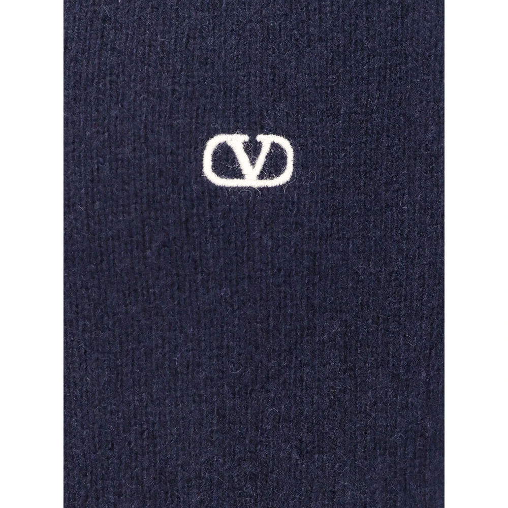 Valentino Virgin Wool VLogo Geborduurde Trui Blue Heren