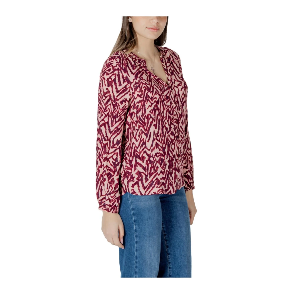 Street One Luipaardprint Viscose Blouse met Klassieke Kraag Multicolor Dames
