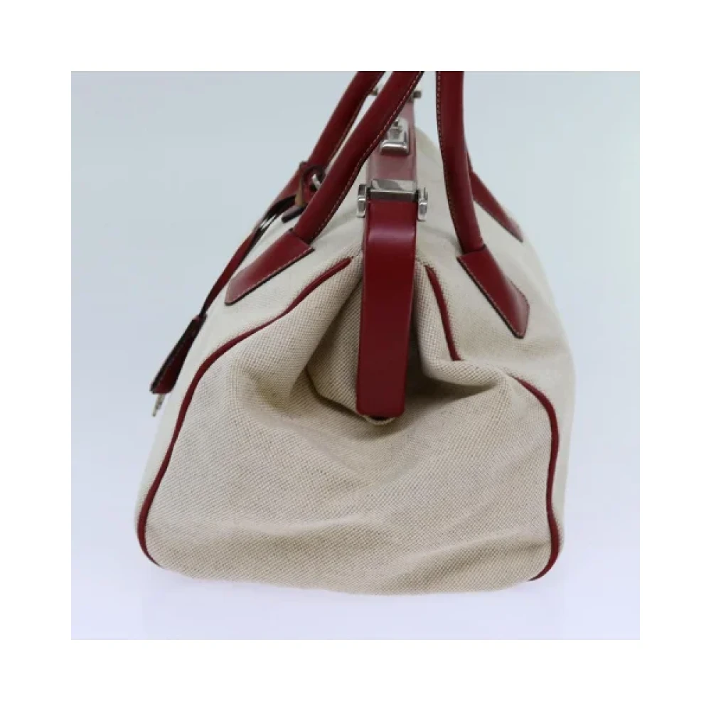 Prada Vintage Pre-owned Cotton prada-bags Beige Dames