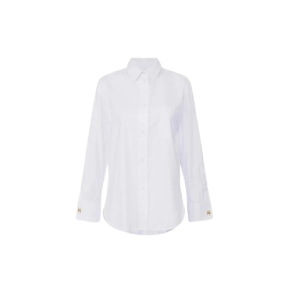 Elisabetta Franchi Gestreepte witte overhemd lange mouw White Dames