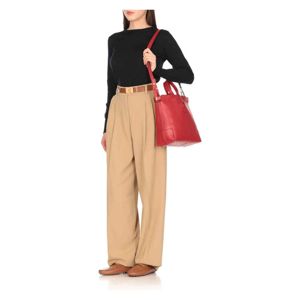 TOD'S Rode leren tas met handvatten en schouderband Red Dames