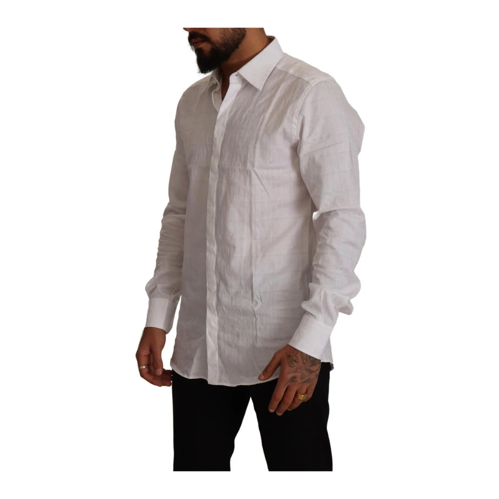 Dolce & Gabbana , Formal Shirts, Male, White, Xs, Gold Cotton Shirt With Button Down Closure - Image 3