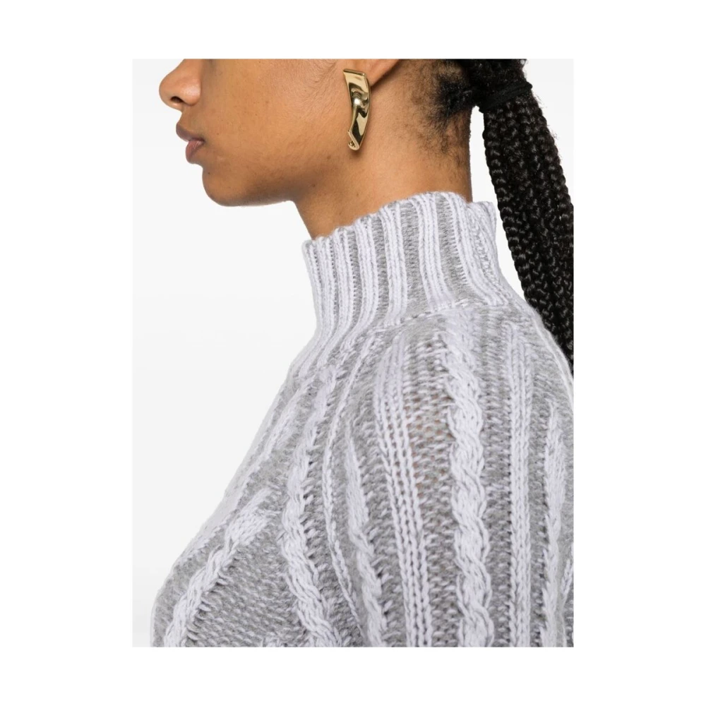 allude Grijze Kabeltrui Rolhals Sweater Gray Dames