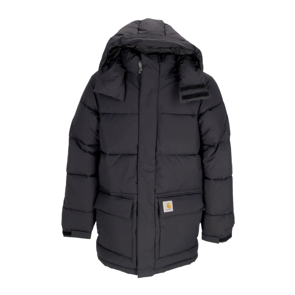 Carhartt WIP Zwarte waterafstotende jas met verstelbare capuchon Black Heren