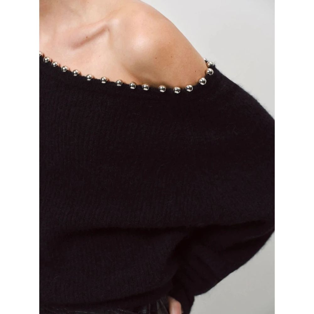 Dante 6 Luxe Zwarte Gebreide Trui met Merino en Alpacawol Black Dames