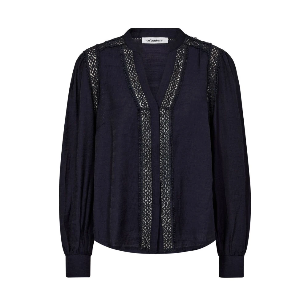 Co'Couture Blauwe Kant Shirt met Stijl Blue Dames