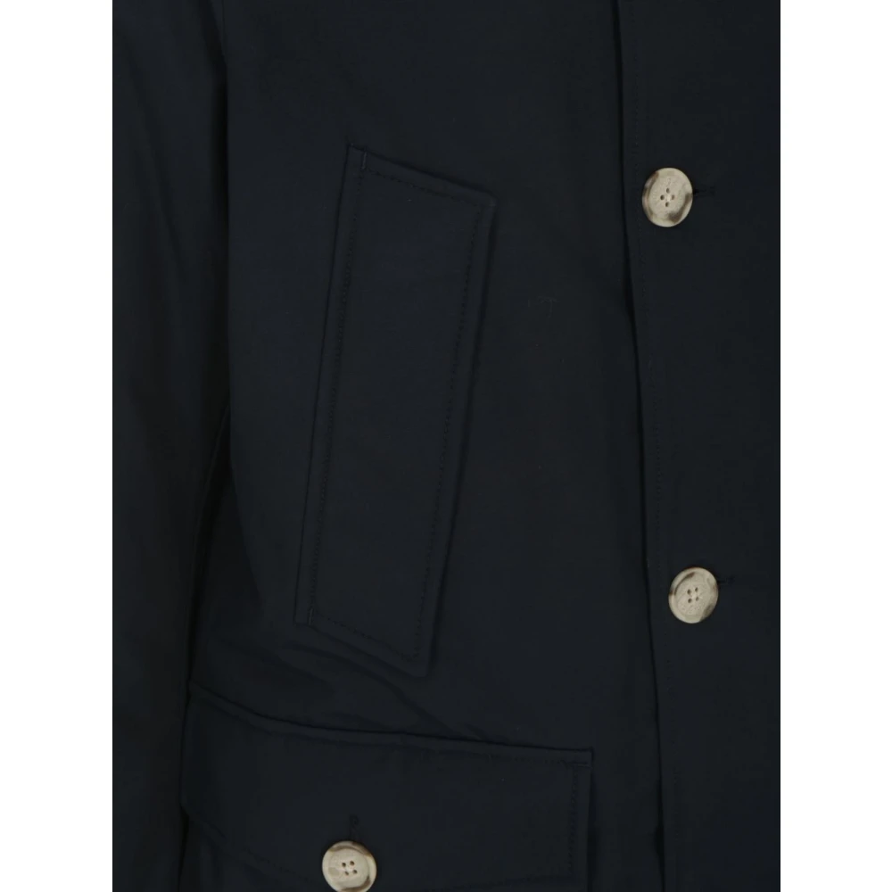 Woolrich Blauwe Faux-Fur Trim Hoodiejas Blue Heren