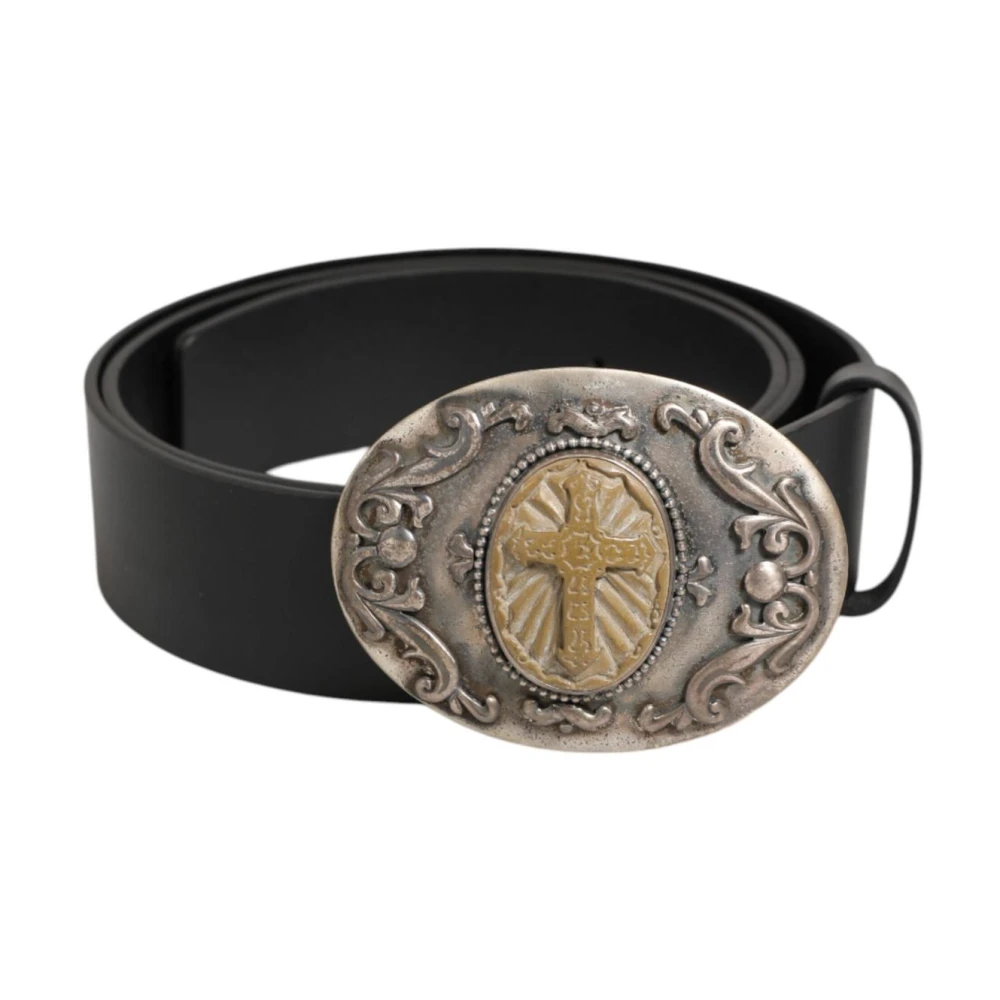 Dolce & Gabbana Men's Black Leather Metal Buckle Belt