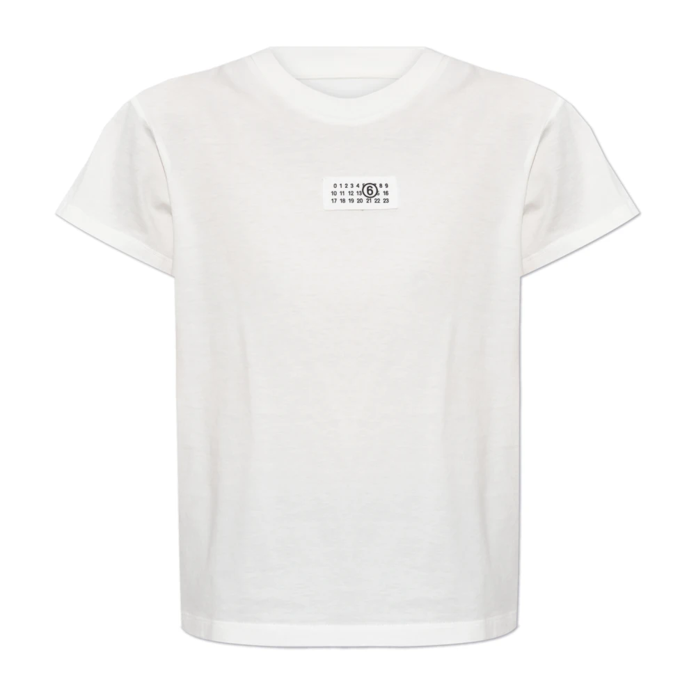 MM6 Maison Margiela Wit Katoenen Jersey Crew Neck T-shirt White Dames