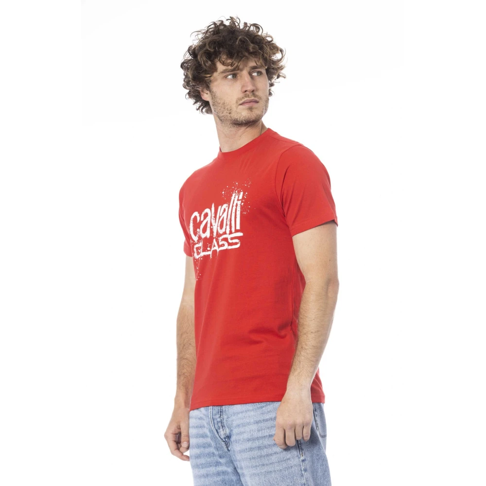 Cavalli Class Logo Print Korte Mouw T-shirt Red Heren