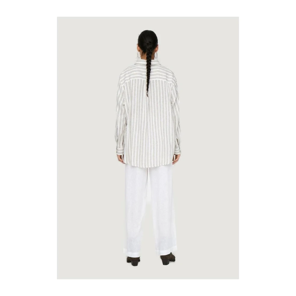 Only Gestreept lang mouw beige viscose shirt Beige Dames