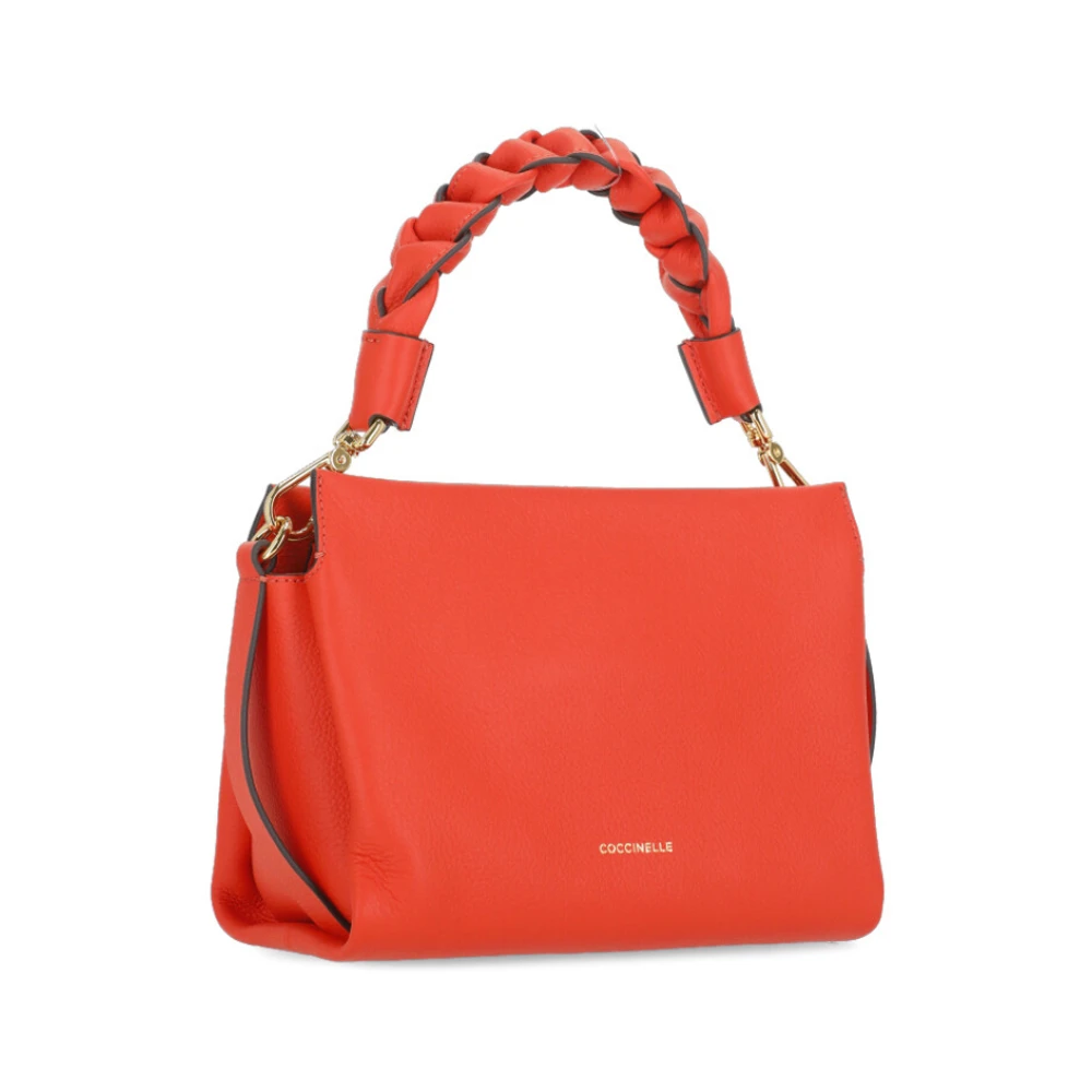 Coccinelle Oranje Pebbled Leren Schoudertas Orange Dames