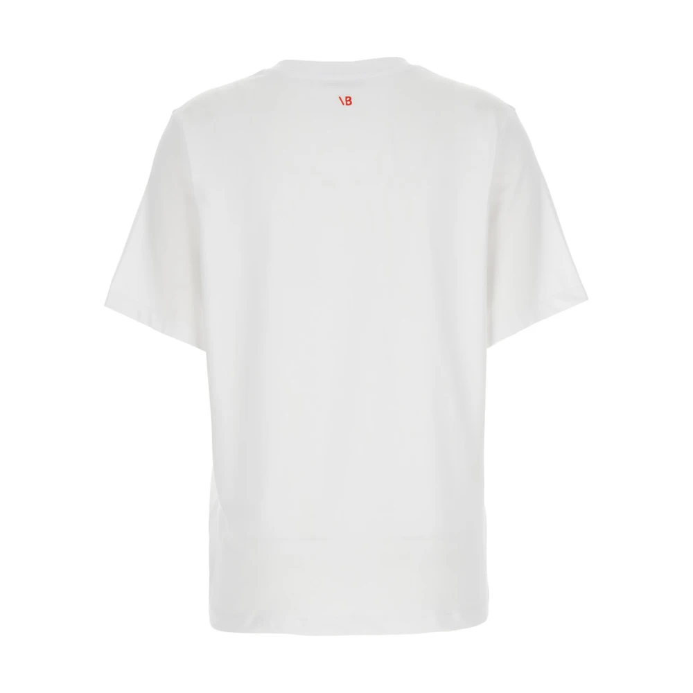 Victoria Beckham Witte Slogan Lettering Katoenen T-shirt Vrouw White Dames