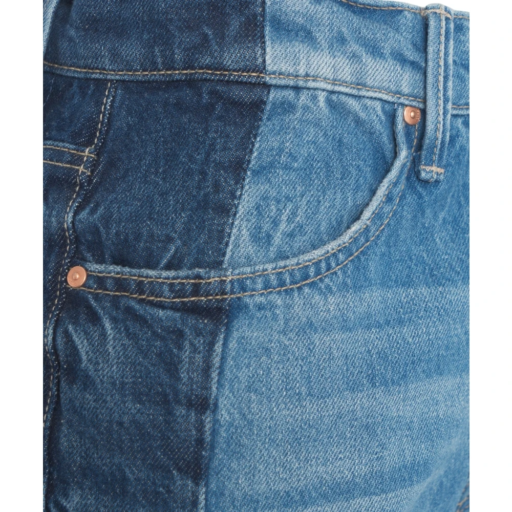 Mother Blauwe Flared High-Waisted Jeans Blue Dames