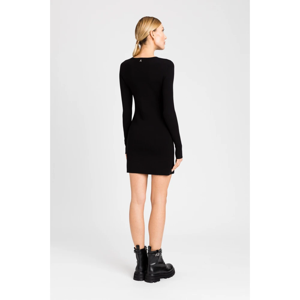 Twinset Zwarte Jersey Gebreide Jurk Black Dames