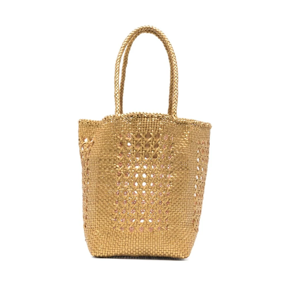 Dragon Diffusion Goudkleurige Metallic Leren Gevlochten Handtas Yellow Dames