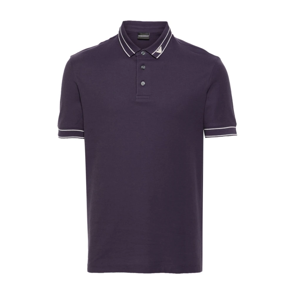 Emporio Armani Lila Polo Tröja med Logodetaljer Purple, Herr