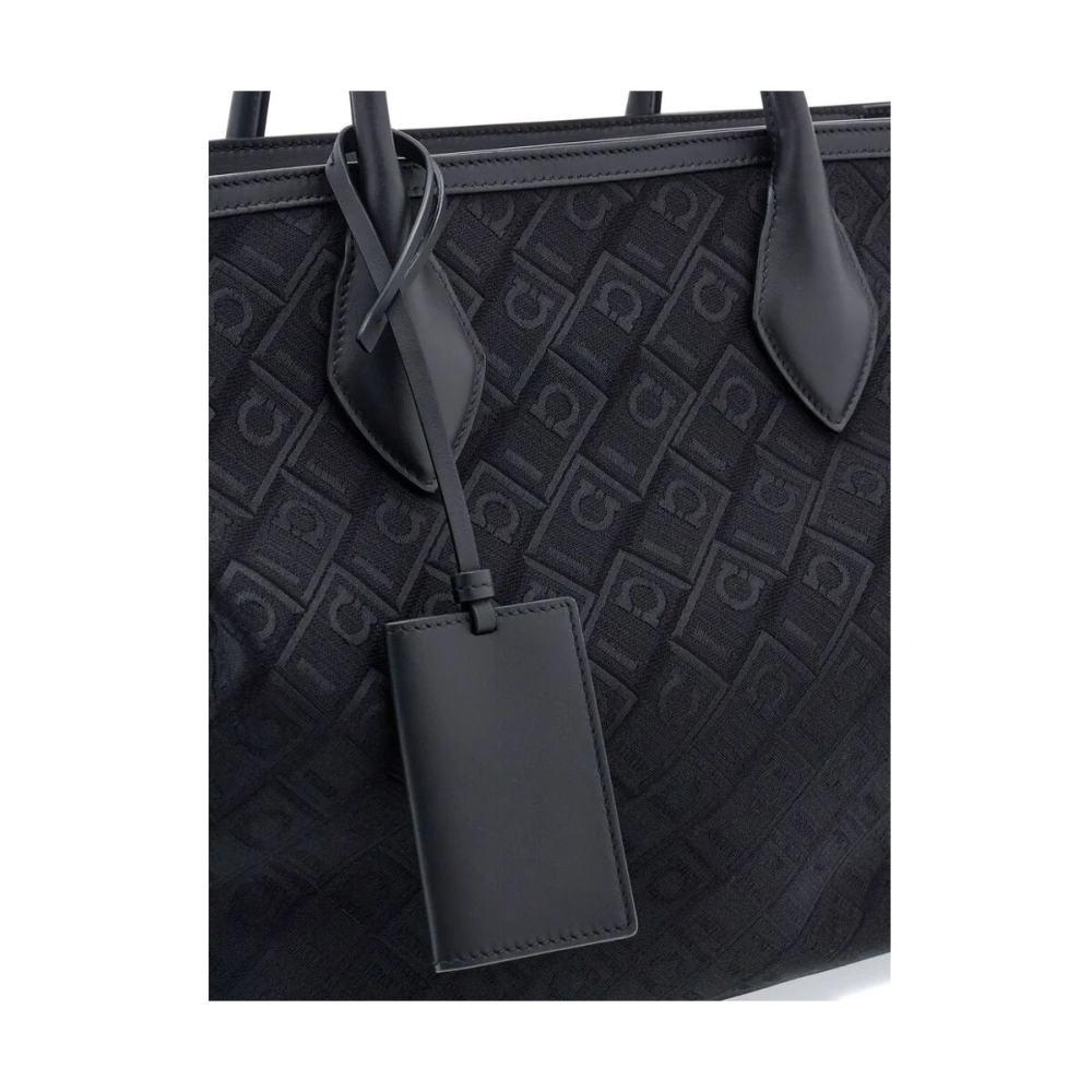Salvatore Ferragamo Zwarte leren monogram jacquard bagage Black Heren