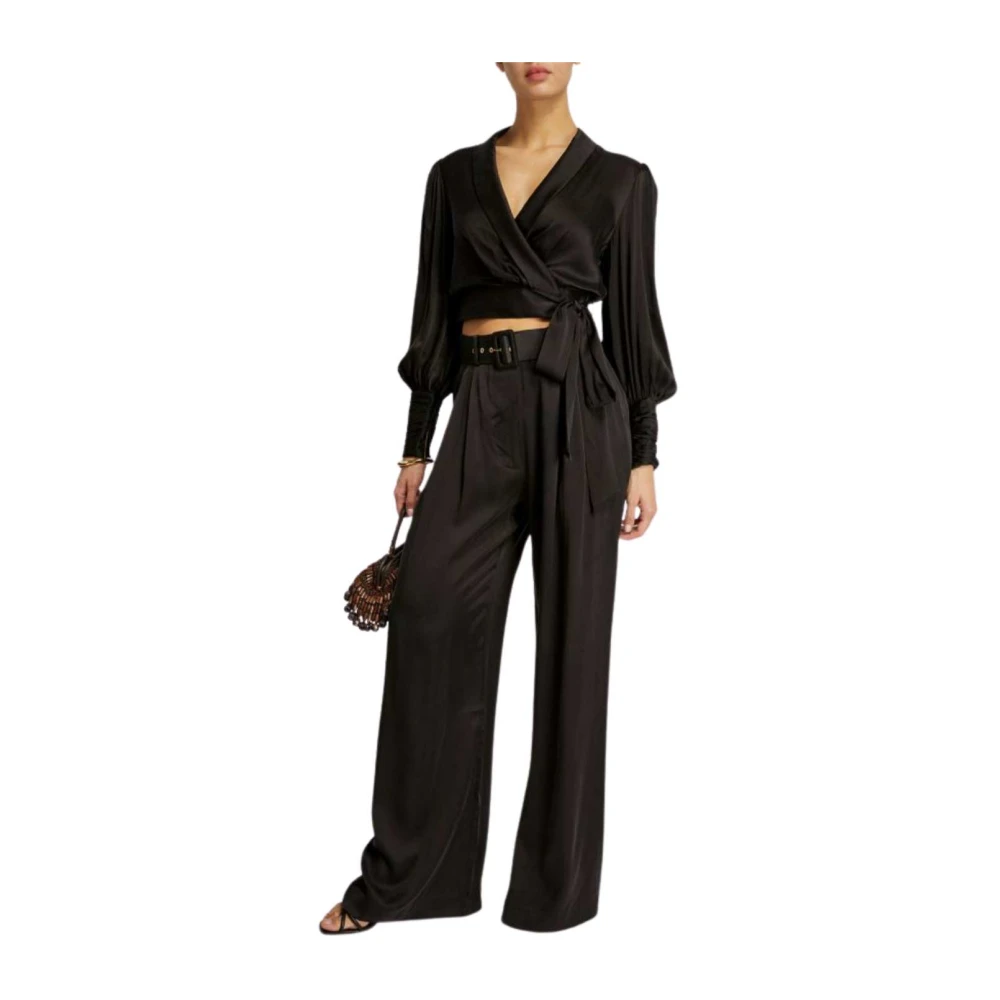 Zimmermann Zwarte zijden wijde broek Black Dames