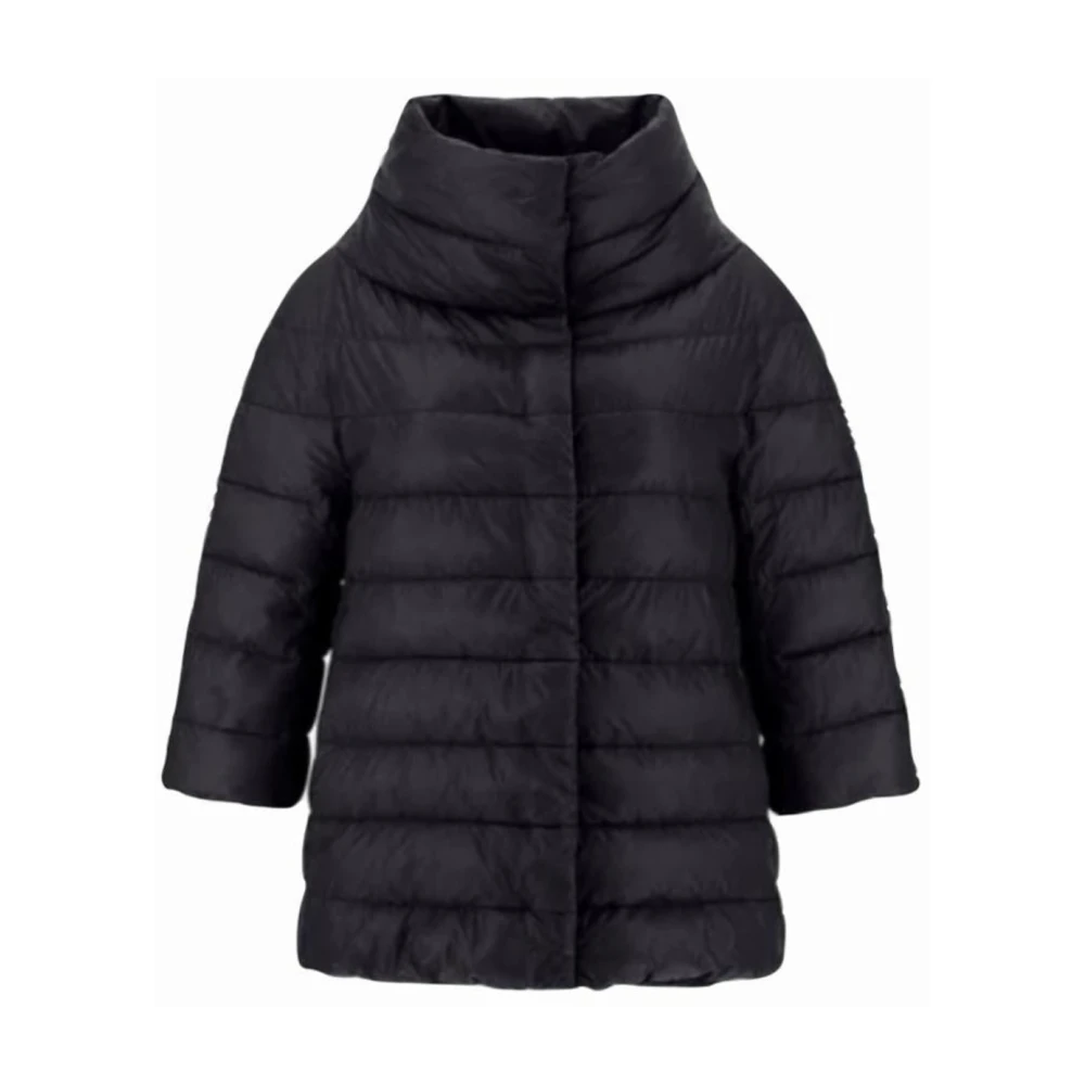 Herno Ultralichte Nylon Jas met ¾ Mouwen Black Dames