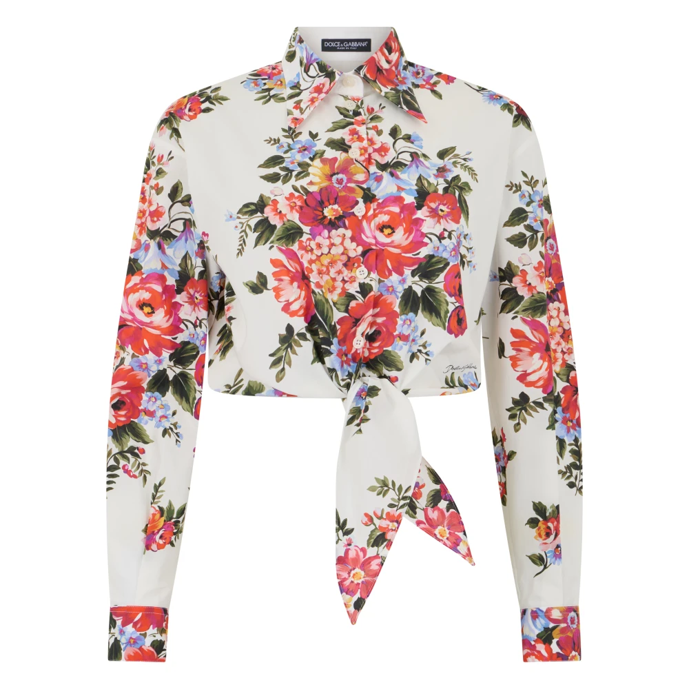Dolce & Gabbana Women's Multicolor Flower Print Cotton Shirt - Shirts - L - Blouses & Shirts