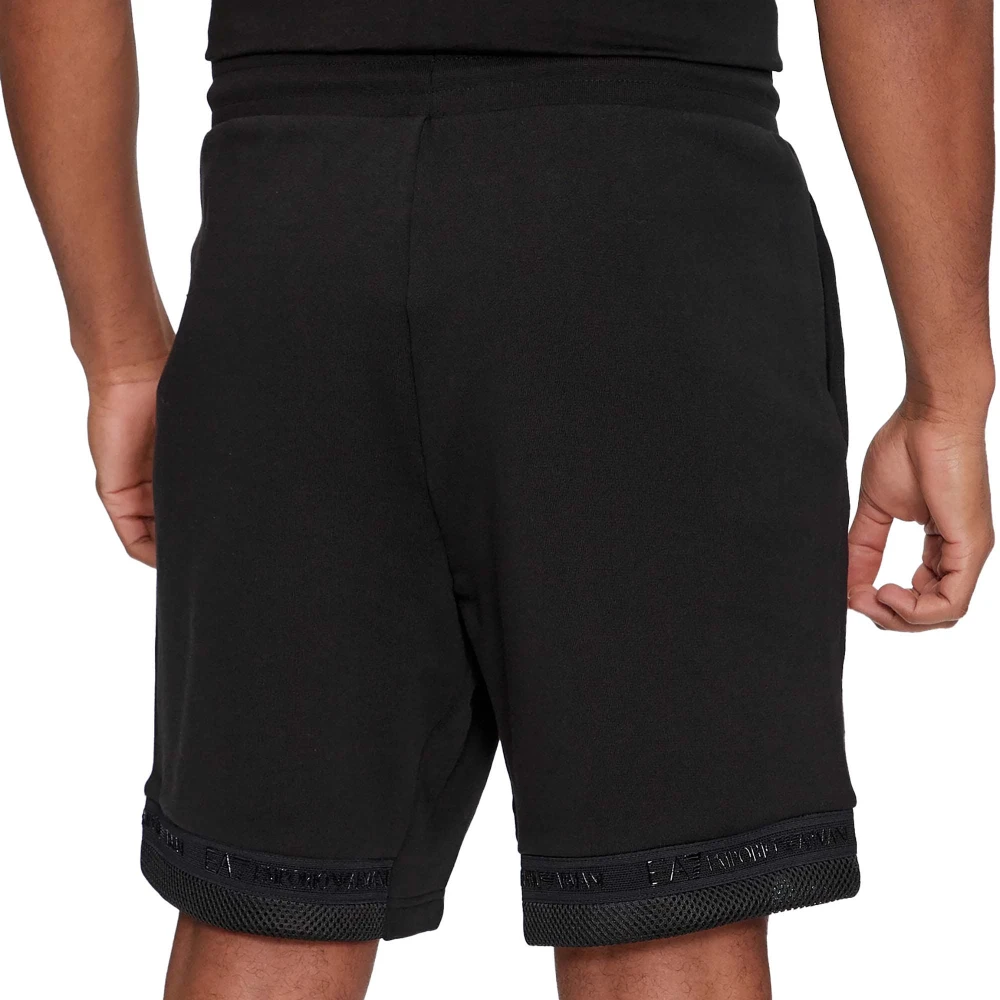 Emporio Armani EA7 Zwarte Elastische Taille Logo Shorts Black Heren