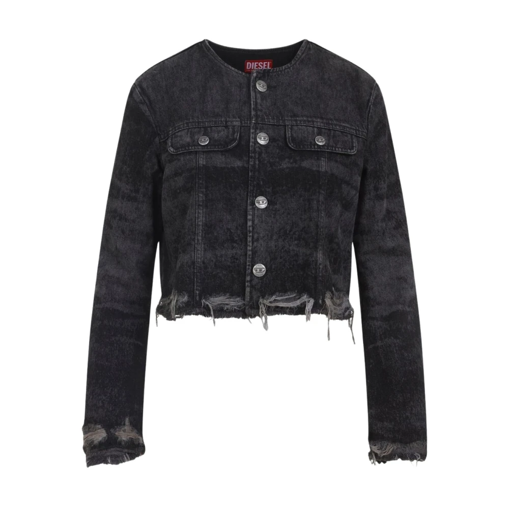 Diesel Women's Black Denim Jackets, M, De-Graffy Fsh Jacket