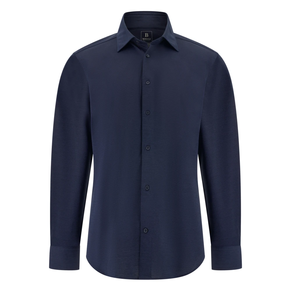 Boggi Milano Blå Regular Fit Japansk Jersey Pikétröja