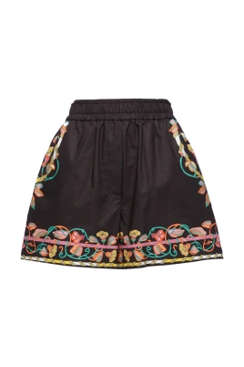 Floral Border Pull-Up Shorts