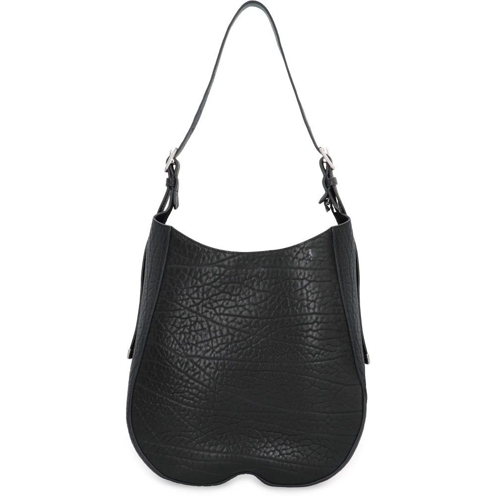 Burberry Schaken Leren Crossbody Tas Black Dames