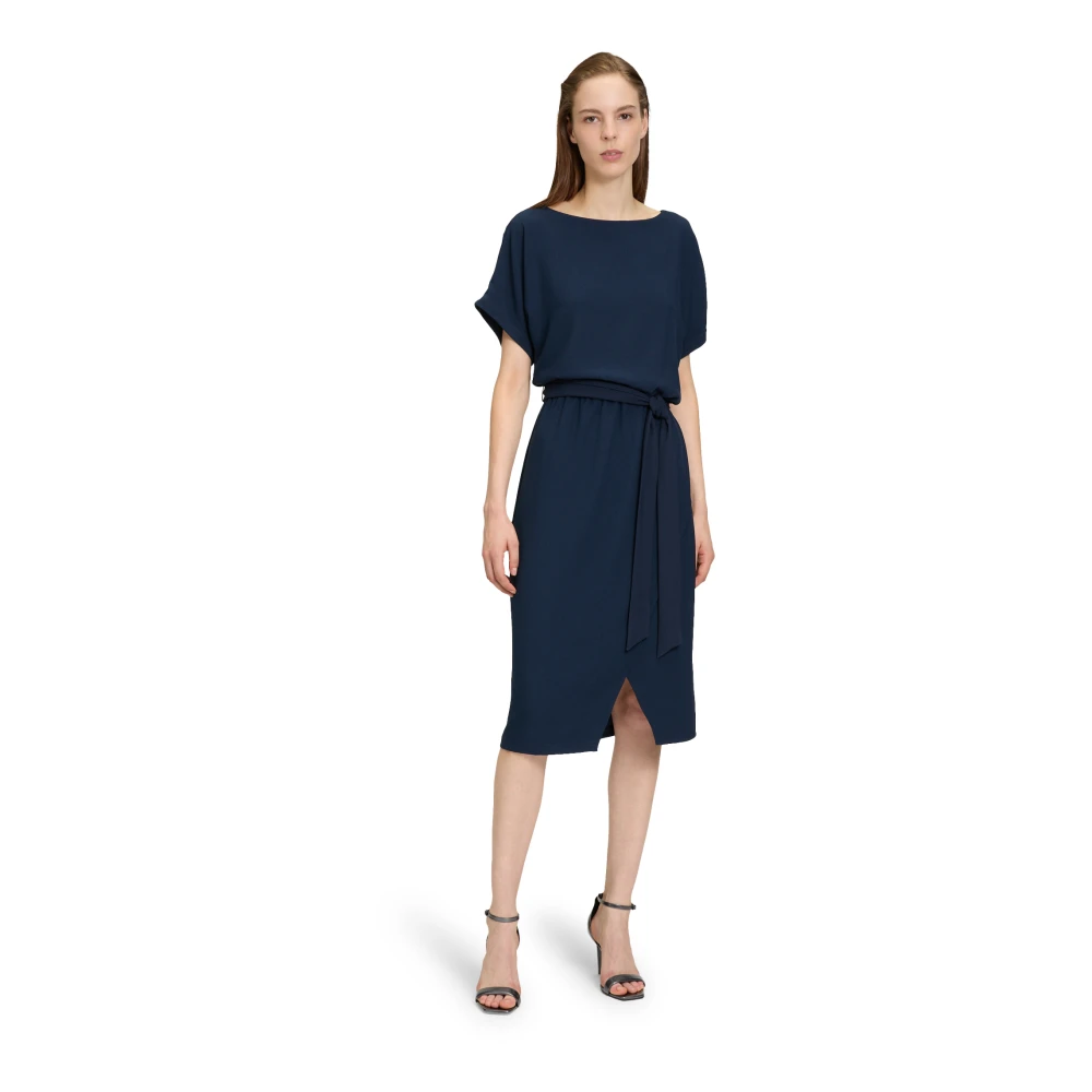 Betty & Co Gerimpeld Jersey Jurk Blue Dames