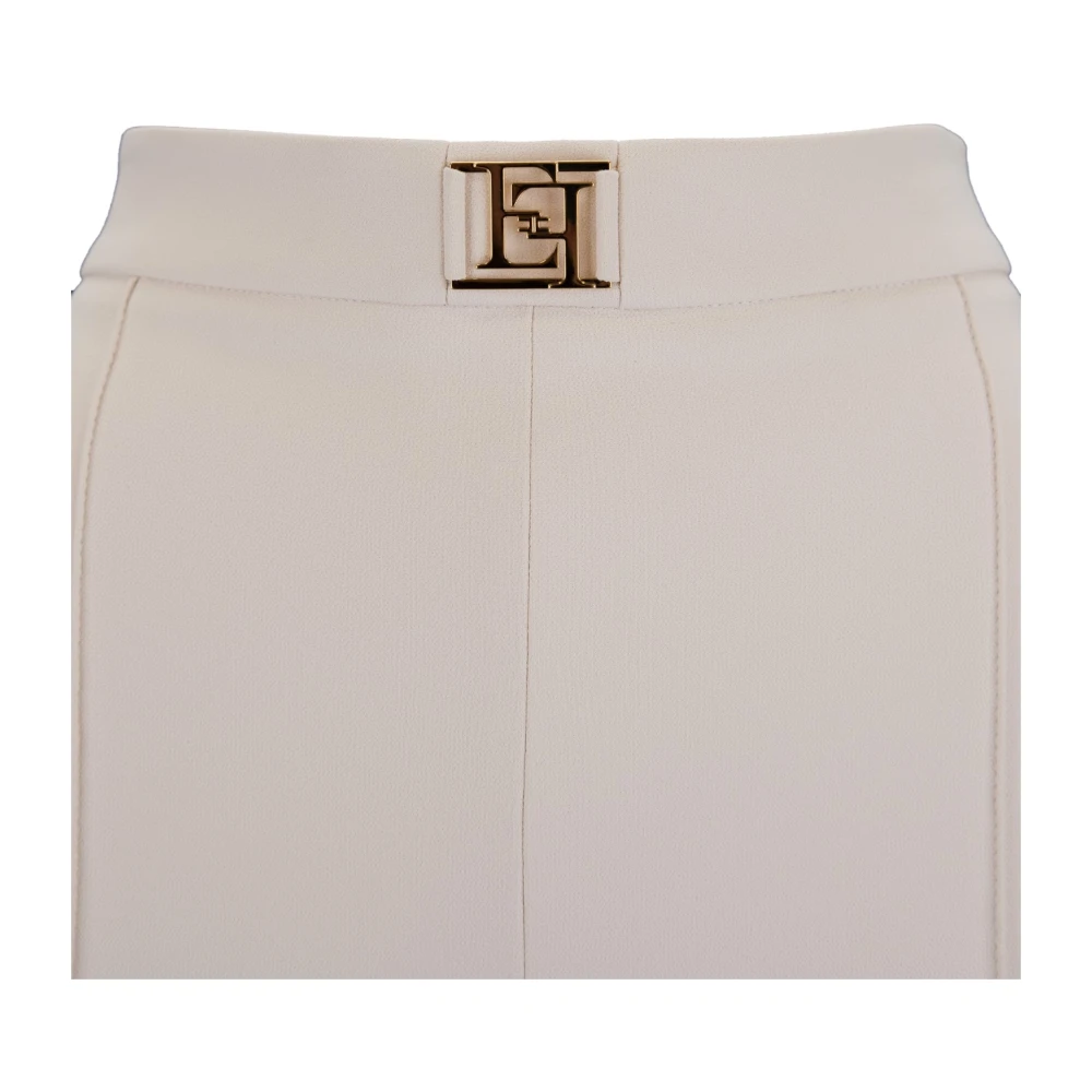 Elisabetta Franchi Gouden Metalen Rits Haak Broek Beige Dames