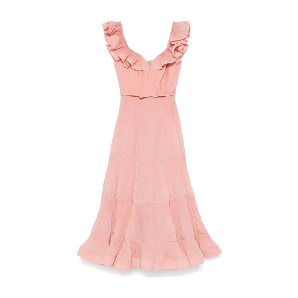 Zimmermann Koraalroze Geplooide Jurk Pink Dames