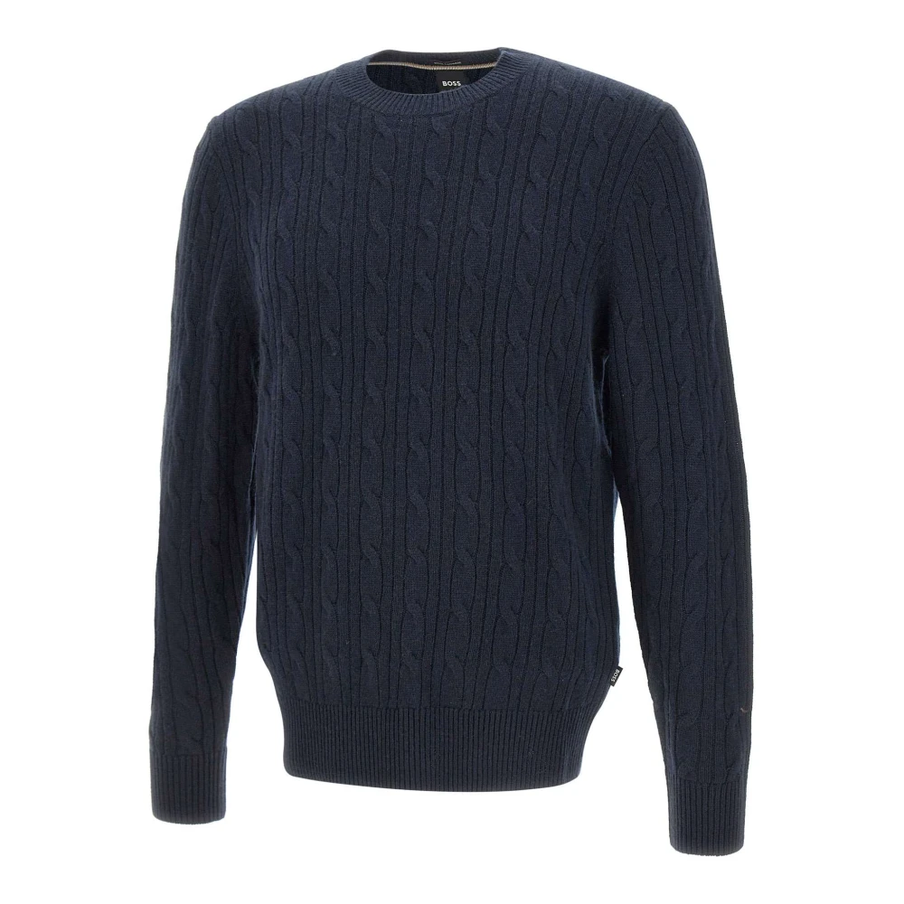 Hugo Men's Blue Round-Neck Knitwear, 2XL, H-Hetico Jumper