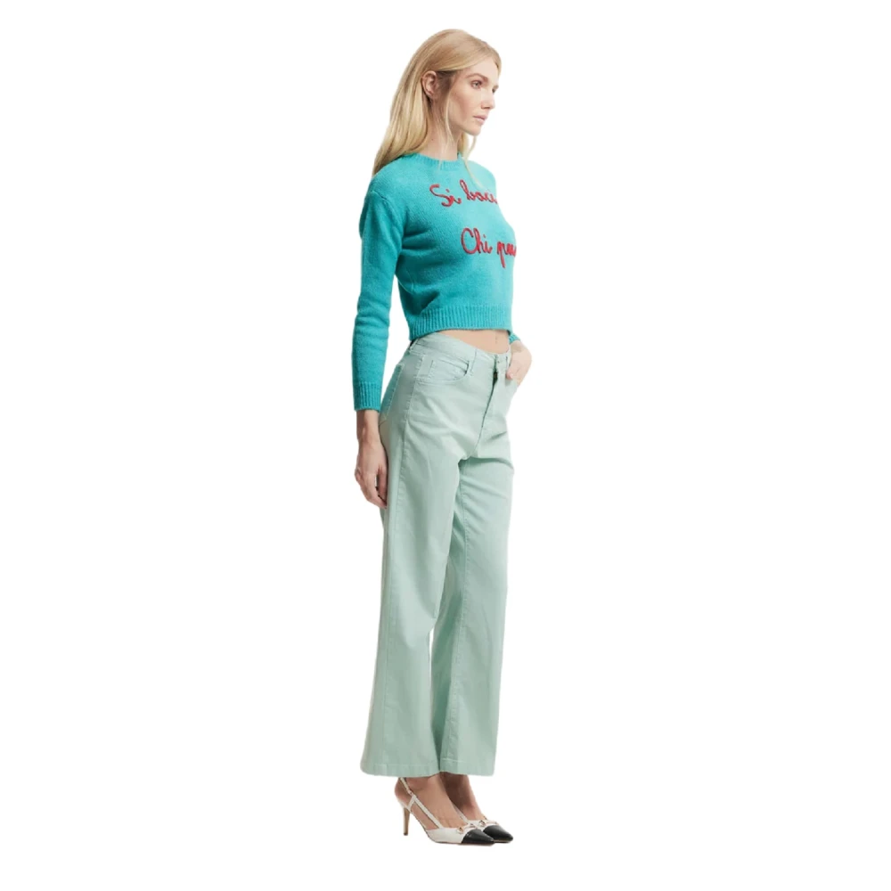 Kocca Groene wollen mix dames trui Blue Dames