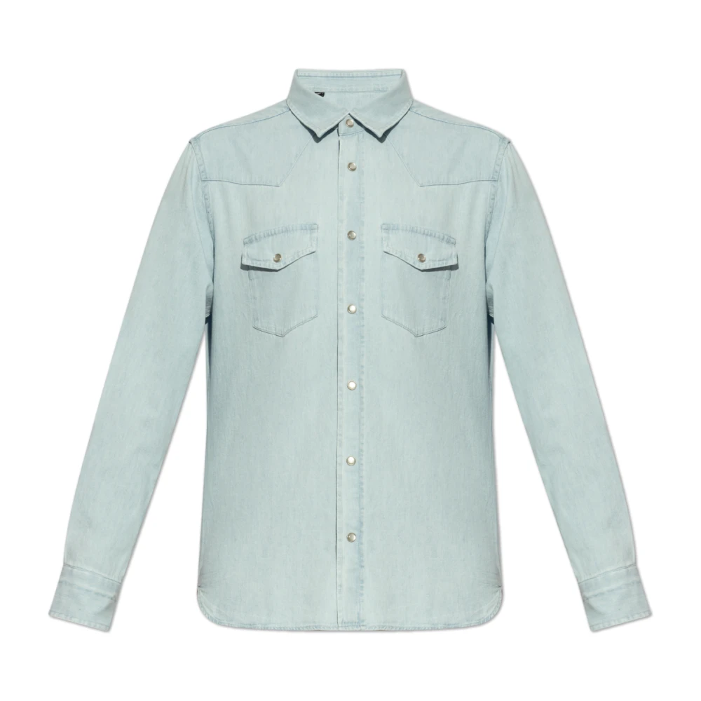 Tom Ford Men's Blue Denim Chambray Western Shirt
