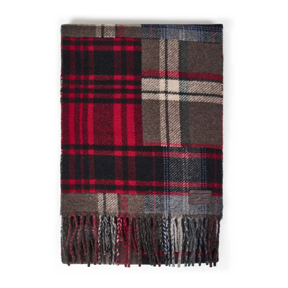 Polo Ralph Lauren Bruine Tartan Sjaal met Franjes en Leren Label Multicolor Unisex