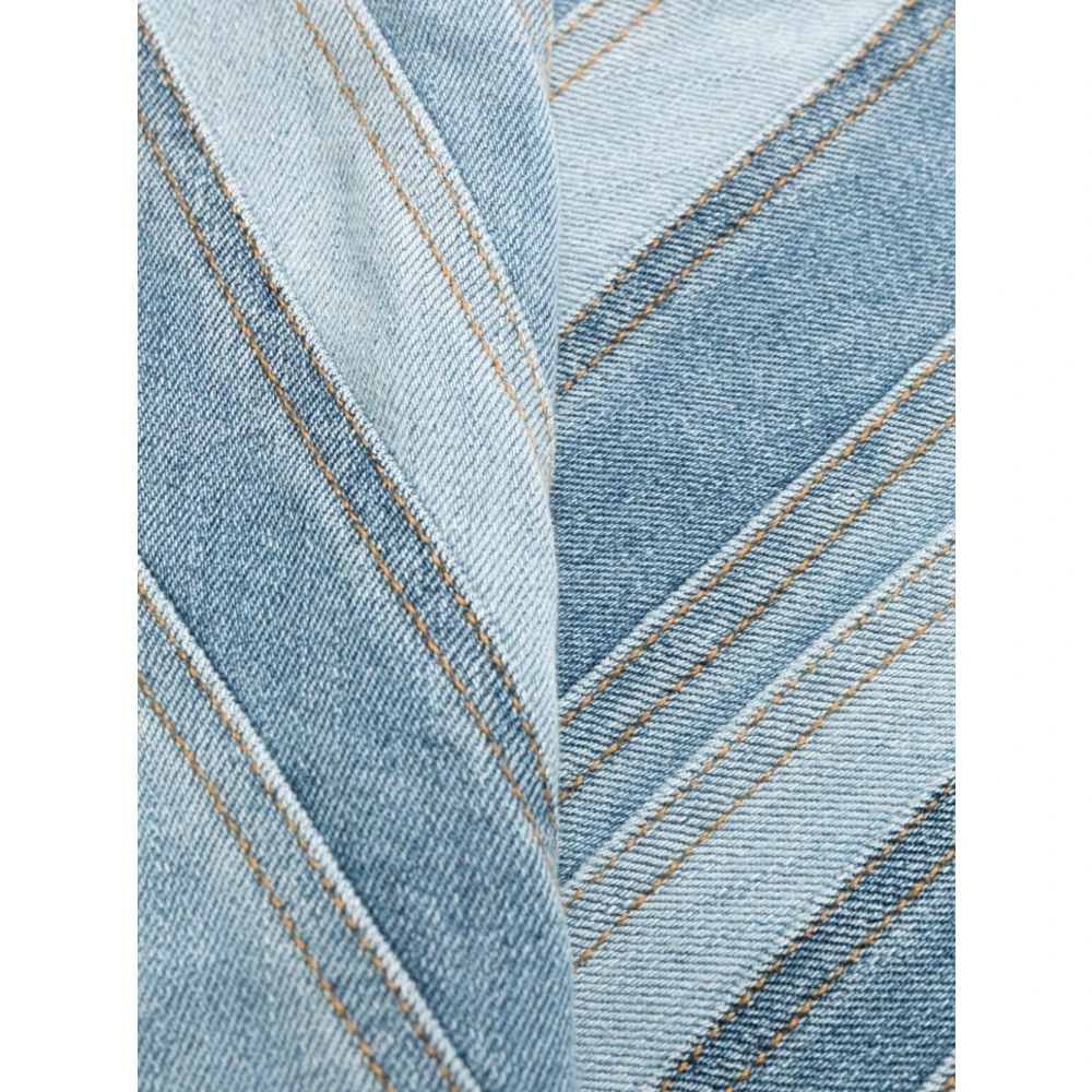 Mugler Blauwe Spiral Straight-Leg Jeans Blue Dames