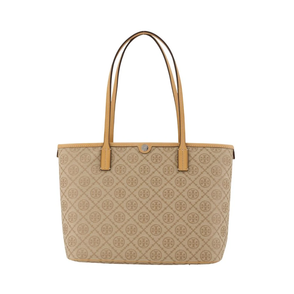 Tory Burch Beige Shopping Bags, Female, One Size, T Monogram Small Zip Tote