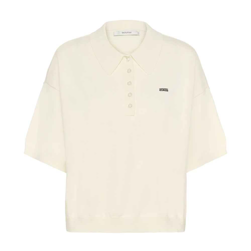 Gestuz Women's Beige Polo Shirts, L, Polo Shirt
