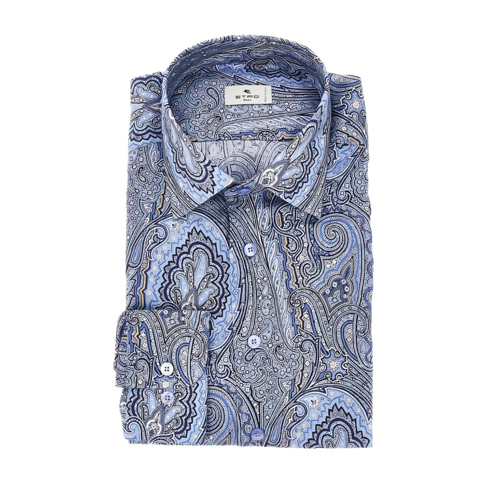 Etro Men's Multicolor Casual Shirts, 2XL, Regular Fit Paisley Pattern Cotton Shirt