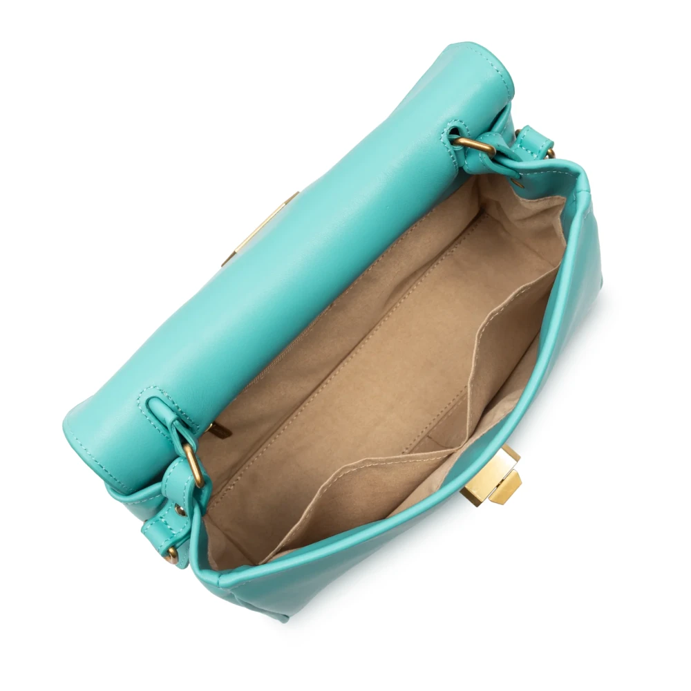 Lancaster Flap Handtas met Sluiting en Zakken Blue Dames