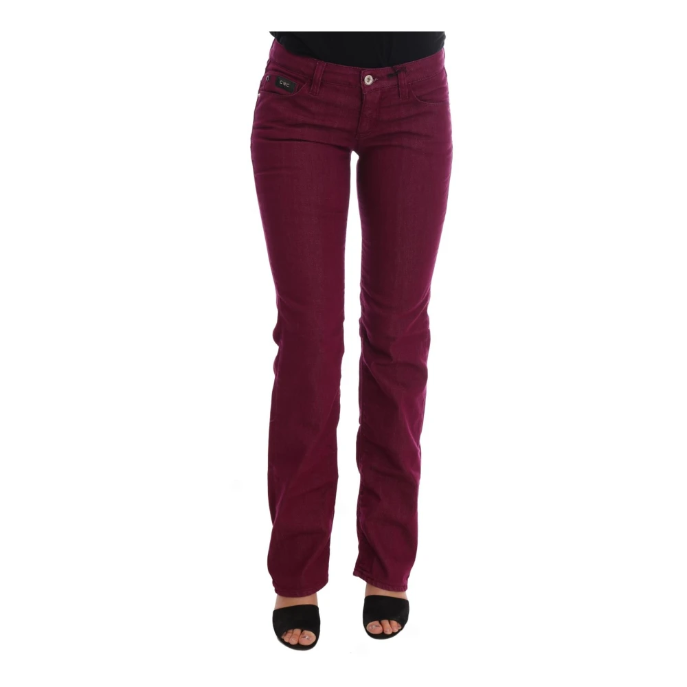 Costume National Vrouw Rood Rode Stretch Denim Jeans