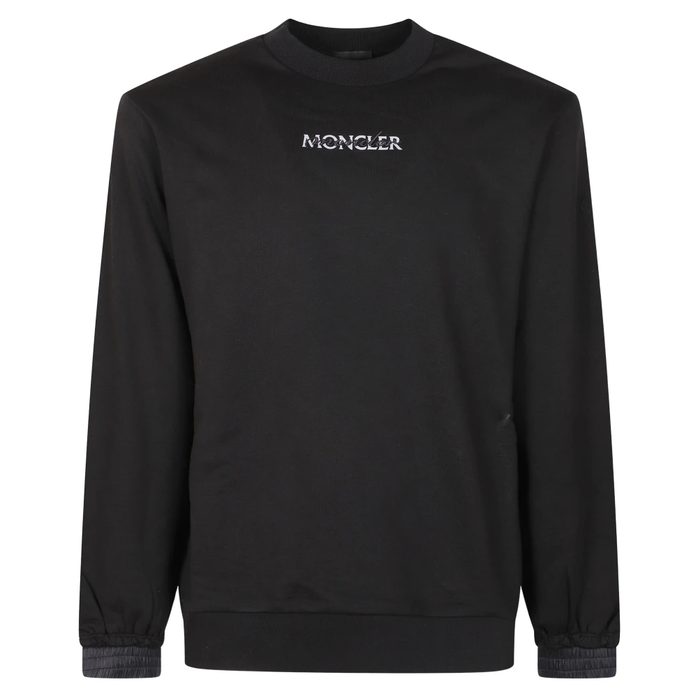 Moncler , Sweatshirts, Female, Black, S, Logo Cotton Jersey Sweatshirt