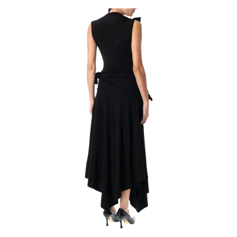Acne Studios Zwarte Tie-Up Jurk met Asymmetrische Zoom Black Dames