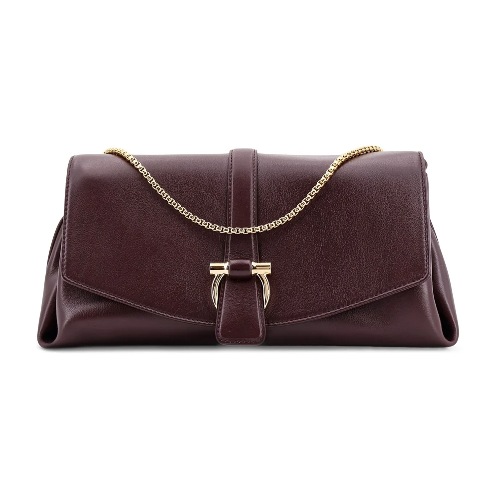 Salvatore Ferragamo Leren schoudertas met klep sluiting Brown Dames